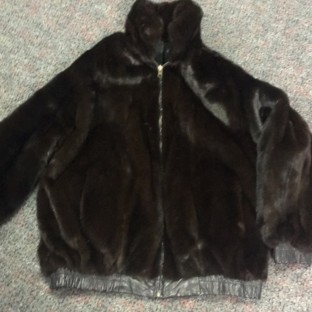 mink / leather reversible bomber jacket